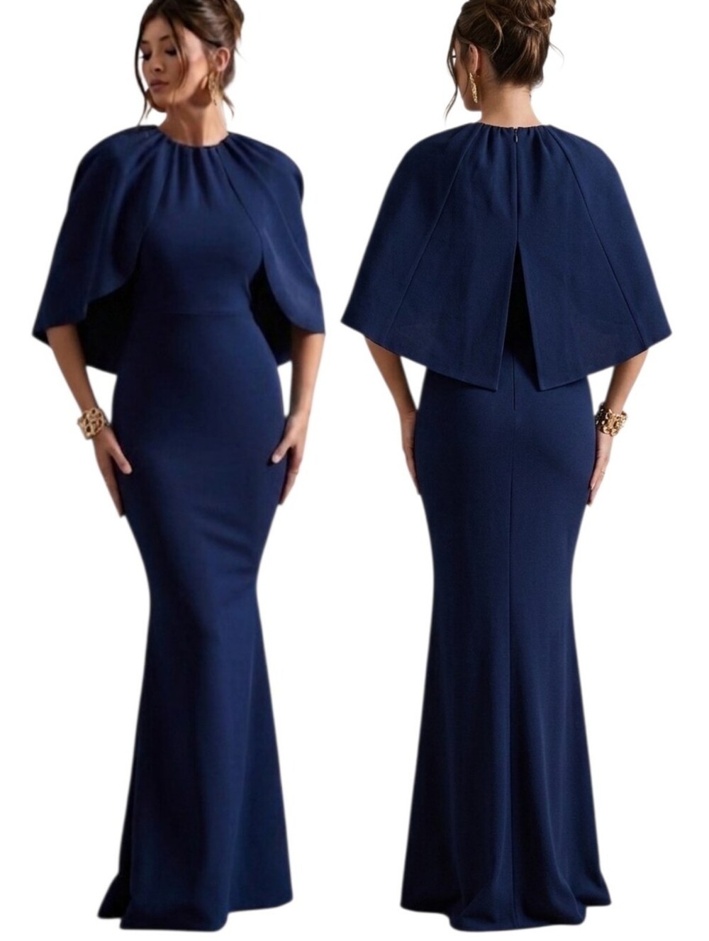 CLUB L LONDON 'Kianne' Capelet Mermaid Maxi Dress - Size 14